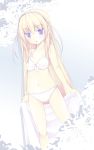  1girl bikini blonde_hair blue_eyes flat_chest hairband highres kuon_itsuki long_hair navel original solo swimsuit towel very_long_hair 