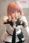  air_gear belt cosplay fingerless_gloves kurosaki_shihomu photo pink_hair sailor_uniform school_uniform simca spandex_shorts 