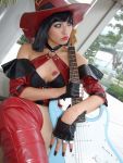  bare_shoulders boots cosplay guilty_gear guitar i-no minami_miki photo tattoo thigh_boots witch_hat 