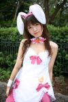   animal_ears apron rabbit_ears cosplay hinako photo serving_tray tagme_character tagme_series waitress  