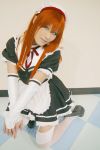  apron cosplay elbow_gloves g-taste kobayakawa_saiko_(model) maid maid_uniform mizutani_risa photo redhead thigh-highs 