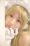  apron blonde_hair cosplay elbow_gloves hime kore_ga_watashi_no_goshujin-sama maid maid_uniform photo sawatari_izumi twintails 