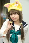  animal_ears cat_ears cosplay di_gi_charat hime_yakko photo puchiko sailor_uniform school_uniform twintails 