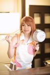  apron chopsticks cosplay mai_hime photo sauce_pan school_uniform tagme_model tokiha_mai 