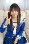  cosplay hair_ribbons photo sailor_uniform sakura_yayoi school_uniform twintails 