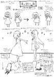  2girls akemi_homura anmitsu_(magenta) character_request directional_arrow highres magical_girl mahou_shoujo_madoka_magica mahou_shoujo_madoka_magica_movie monochrome multiple_girls sketch tagme translation_request 