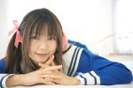  bed cosplay hair_ribbons photo sailor_uniform sakura_yayoi school_uniform twintails 