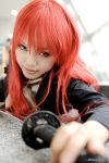  cosplay katana kipi-san overcoat photo red_hair redhead sailor_uniform school_uniform shakugan_no_shana shana solo 