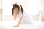  animal_ears aristocats bed cat_ears cosplay frilly_dress lace marie photo sakura_yayoi twintails 
