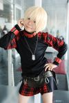 belts blonde_hair cosplay minase_risa photo plaid rin_(character) shorts togainu_no_chi 