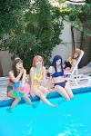  beachball bikini blue_hair cosplay fujino_shizuru kuga_natsuki mai_hime miyuki moto one_piece_swimsuit orange_hair photo sarong sunglasses swimsuit tagme_model tokiha_mai 