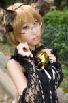  animal_ears bell blonde_hair cosplay dog_ears dress glasses lace minazuki_rui photo tail 