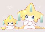  ? character_doll commentary_request dated gen_3_pokemon grey_background hand_up highres jirachi mythical_pokemon no_humans okoge_(simokaji) pokemon pokemon_(creature) signature simple_background 