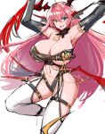  1girl armpits bare_shoulders black_gloves blue_eyes breasts character_request dungeon_and_fighter elbow_gloves gloves large_breasts long_hair looking_at_viewer open_mouth pink_hair sketch smile snowball22 solo thigh-highs thigh_strap thighs 