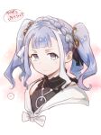  1girl atelier_(series) atelier_ryza atelier_ryza_2 bangs black_ribbon blue_hair braid bright_pupils closed_mouth crown_braid hair_ribbon kiikii_(kitsukedokoro) light_blue_eyes long_hair multicolored_hair patricia_abelheim ribbon solo spoken_blush twintails two-tone_hair white_hair white_pupils white_ribbon 