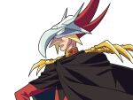  1boy cape char_aznable character_request commentary_request cyborg_009 gundam highres long_nose mask reprilo_channel simple_background smirk white_background 