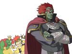  3boys armor bowser bracelet crossed_arms crossover crown dark_skin donkey_kong_(series) earrings ganondorf gerudo highres horns jewelry king_k._rool super_mario_bros. multiple_boys new_super_mario_bros._u_deluxe open_mouth pointy_ears redhead spiked_bracelet spikes super_crown super_smash_bros. the_legend_of_zelda the_legend_of_zelda:_ocarina_of_time tina_fate 