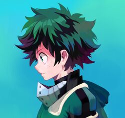  1boy black_hair bluumi boku_no_hero_academia commentary english_commentary face from_side green_eyes male_focus midoriya_izuku profile wide-eyed 