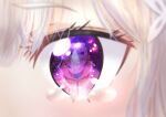  1boy 1girl emilia_(re:zero) eye_reflection eyelashes iii_(pixiv27971399) jacket looking_at_viewer natsuki_subaru pov re:zero_kara_hajimeru_isekai_seikatsu reflection short_hair silver_hair track_jacket violet_eyes 