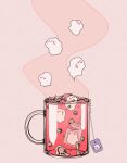  artist_name bubble cup liquid myon_(tokipi) original pink_background pink_theme simple_background smoke teabag transparent 
