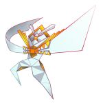  blurry commentary_request full_body gen_7_pokemon kartana no_humans outline pokemon pokemon_(creature) shuga_(mhwii) simple_background solo ultra_beast white_background 