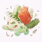  commentary_request fangs full_body gen_1_pokemon highres ivysaur leaf neejyu no_humans open_mouth pokemon pokemon_(creature) red_eyes smile solo tongue 