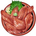  bowl fish food food_focus ginger lowres meat no_humans original realistic sashimi simple_background still_life sudou_noboru vegetable wasabi 