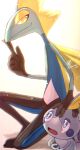  artist_name blue_eyes chitozen_(pri_zen) closed_mouth commentary_request gen_8_pokemon hand_on_another&#039;s_head hand_up hands_together highres inteleon kneeling looking_down open_mouth pokemon pokemon_(creature) signature sobble starter_pokemon tearing_up tongue wavy_mouth yellow_eyes 