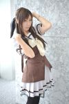   aoki cosplay hair_bow nerine_forbesii school_uniform shuffle thigh-highs  