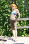  amanone_shun bikini_top cargo_shorts cosplay nami nami_(one_piece) one_piece orange_hair 