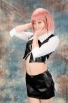  cosplay female leather midriff miniskirt pink_hair rakushou_pachi-slot_sengen_5 rio_rollins rurunyah super_blackjack 