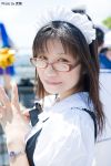  apron cosplay glasses maid maid_uniform photo satou_yui 