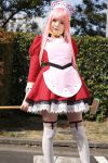  apron broom cosplay diebuster maid maid_uniform namada nono photo pink_hair thigh-highs 