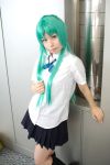   cosplay hair_bow higurashi_no_naku_koro_ni knee_socks momose_riyu photo school_uniform sonozaki_shion  