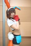   animal_ears rabbit_ears carrots cosplay croptop getsumento_heiki_miina gloves midriff miniskirt rayu tsukuda_mina  