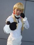  apron cloth_road cosplay garters gloves hair_ribbons jennifer kouzuki_rin ruffles twintails 