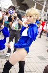   blonde_hair braid cosplay fate/stay_night hair_bow kirekawa_saku_(model) photo saber thigh-highs  