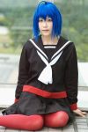  blue_hair cosplay oose red_pantyhose sailor_uniform school_uniform tagme_character tagme_series 