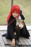  cosplay highres katana kipi-san overcoat photo red_hair redhead sailor_uniform school_uniform shakugan_no_shana shana solo thigh-highs thighhighs zettai_ryouiki 