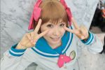  amami_haruka chippi cosplay hairbows idolmaster photo sailor_uniform school_uniform 