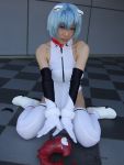  ayanami_rei blue_hair cosplay kagura_gyokuto neon_genesis_evangelion plugsuit sandalphon stuffed_animal thigh-highs 