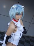  ayanami_rei blue_hair cosplay kagura_gyokuto neon_genesis_evangelion plugsuit sandalphon stuffed_animal thigh-highs 