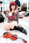  cosplay hino_kahoko kiniro_no_corda moeka photo redhead school_uniform socks violin 