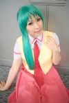 chippi cosplay green_hair higurashi_no_naku_koro_ni photo school_uniform sonozaki_mion vest 