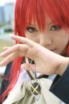  cosplay highres kipi-san overcoat photo red_hair redhead sailor_uniform school_uniform shakugan_no_shana shana solo 