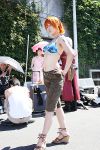  amanone_shun bikini_top cargo_shorts cosplay feet nami nami_(one_piece) one_piece orange_hair 
