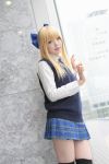   blonde_hair cosplay hair_bow namada photo school_uniform sweater thigh-highs  