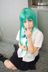   cosplay green_hair hair_bow higurashi_no_naku_koro_ni momose_riyu photo school_uniform sonozaki_shion  