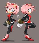  1girl :d amy_rose animal_nose artist_name blush breasts gloves green_eyes hairband hedgehog hedgehog_ears hedgehog_girl hedgehog_tail highres looking_at_viewer mario_&amp;_sonic_at_the_tokyo_2020_olympic_games medium_breasts multiple_views official_alternate_costume open_mouth pink_hair red_footwear red_hairband shiny shiny_hair short_hair smile sonic_(series) standing white_gloves zer0jenny 