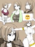  arms_behind_head breasts emoji highres okyou short_hair sweat swimsuit tank_top the_king_of_fighters thumbs_up towel towel_around_neck whip whip_(kof) 
